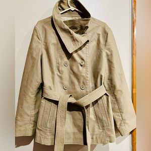 GAP WOMENS KHAKI SHORT DOUBLE BREASTED TRENCH COAT XXL